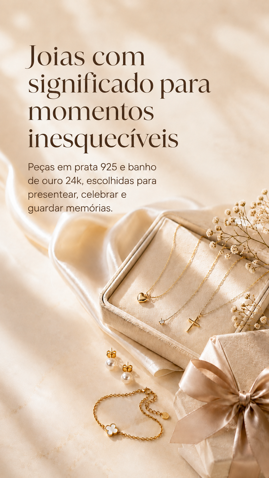 Auvane Joias — Joias com significado para momentos inesquecíveis. Banner Auvane Joias premium, mobile.